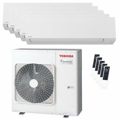 Condizionatore Toshiba SHORAI Edge White penta split 9000+9000+12000+12000+12000 BTU inverter A++ wifi unità esterna 10 kW 