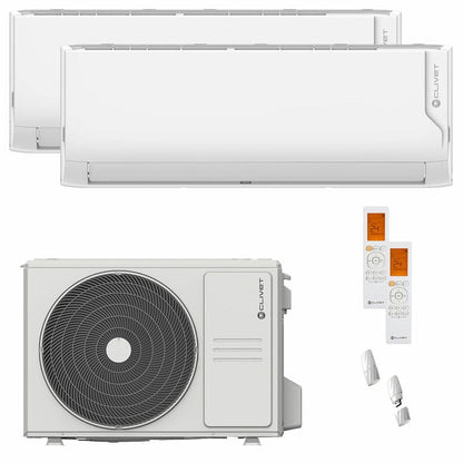 Condizionatore Clivet Cristallo 2 dual split 9000+12000 BTU inverter A+ wifi unità esterna 4.1 kW 