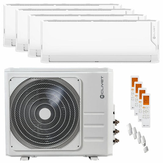 Condizionatore Clivet Cristallo 2 quadri split 9000+9000+9000+9000 BTU inverter A++ wifi unità esterna 8.2 kW 