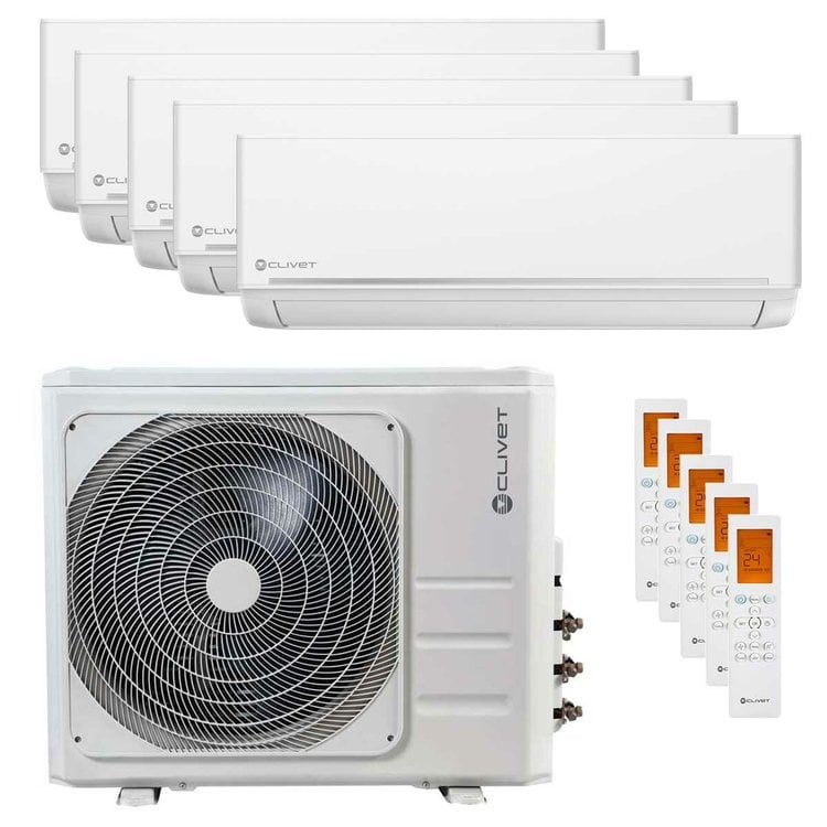 Condizionatore Clivet EZCool penta split 9000+9000+12000+12000+12000 BTU inverter A++ unità esterna 12.3 kW 