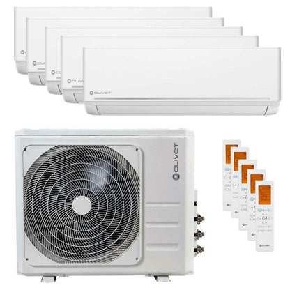 Condizionatore Clivet EZCool penta split 9000+9000+9000+9000+12000 BTU inverter A++ unità esterna 12.3 kW 