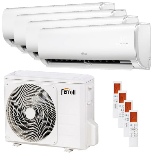 Condizionatore Ferroli Giada quadri split 9000+9000+9000+12000 BTU inverter A wifi unità esterna 8,2 kW 