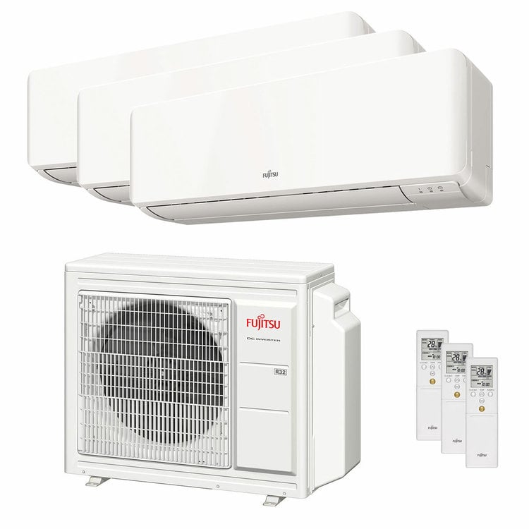 Condizionatore Fujitsu Serie KM WiFi trial split 7000+7000+7000 BTU inverter A+++ unità esterna 5.4 kW 