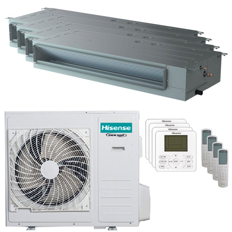 Condizionatore Hisense Canalizzabile ADT quadri split 12000+12000+12000+12000 BTU inverter A++ unità esterna 10 kW 