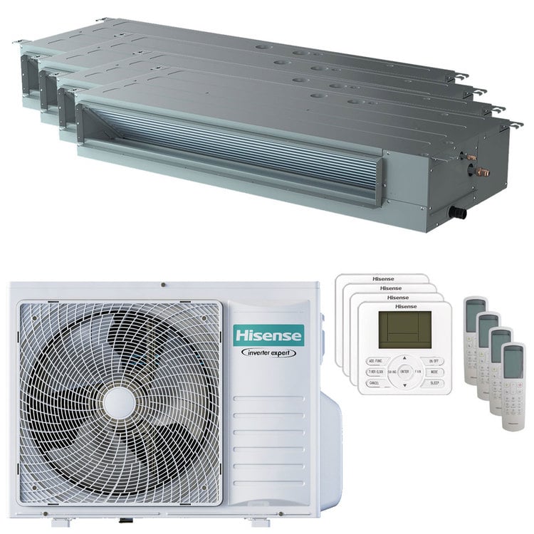 Condizionatore Hisense Canalizzabile ADT quadri split 9000+9000+9000+12000 BTU inverter A++ unità esterna 8 kW 2023