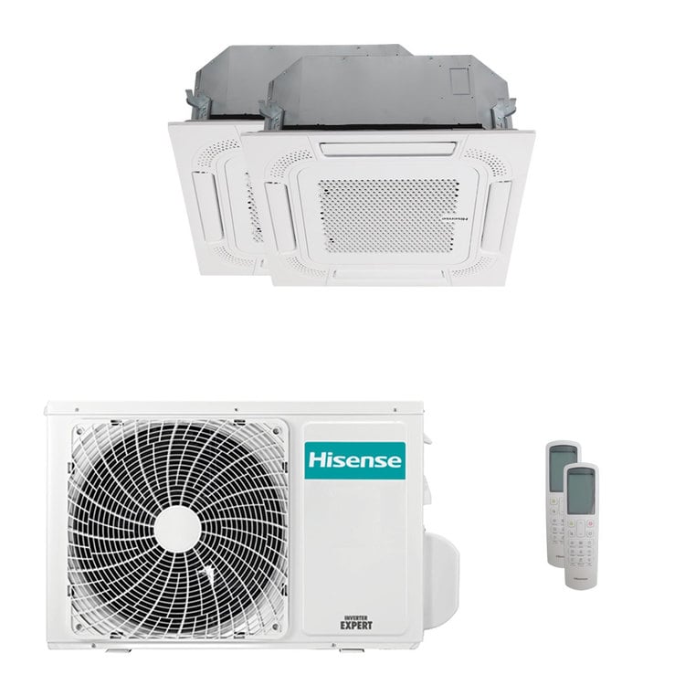 Condizionatore Hisense Cassetta ACT dual split 12000+12000 BTU inverter A++ unità esterna 5 kW 