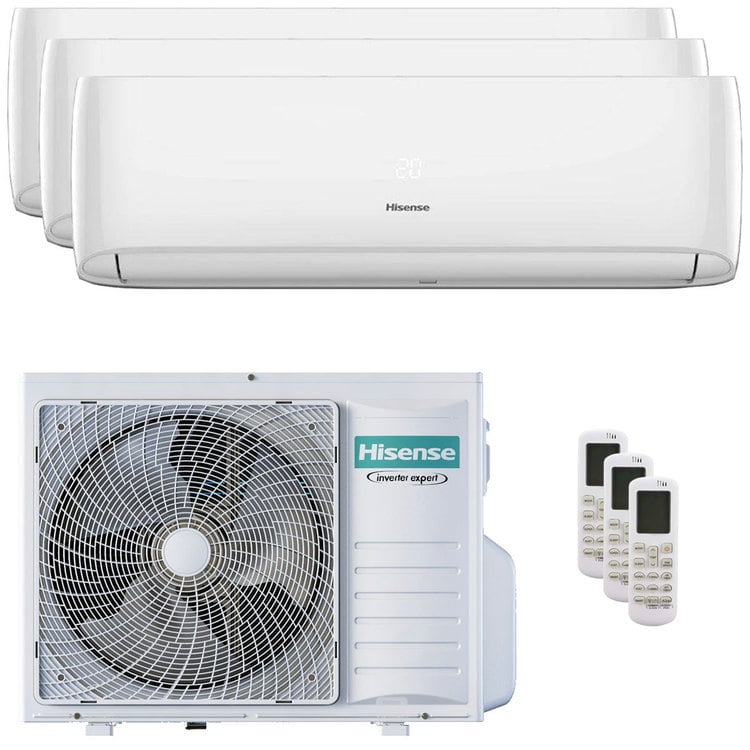 Condizionatore Hisense Hi-Comfort trial split 9000+12000+18000 BTU inverter A++ wifi unità esterna 8 kW 