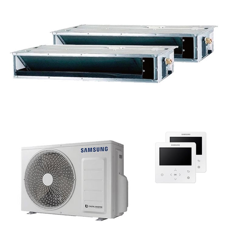 Condizionatore Samsung canalizzabile dual split 12000+12000 BTU inverter A+++ unità esterna 5 kW