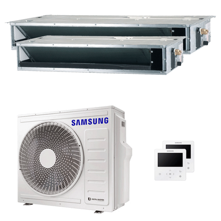 Condizionatore Samsung canalizzabile dual split 12000+18000 BTU inverter A++ unità esterna 6,8 kW