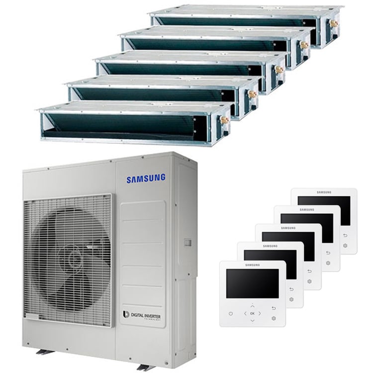 Condizionatore Samsung canalizzabile penta split 9000+9000+12000+12000+12000 BTU inverter A++ unità esterna 10 kW