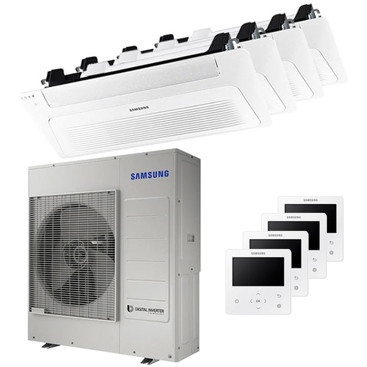 Condizionatore Samsung Cassetta WindFree 1 Via quadri split 9000+12000+12000+12000 BTU inverter A++ unità esterna 10,0 kW