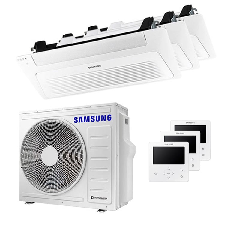 Condizionatore Samsung Cassetta WindFree 1 Via trial split 12000+12000+12000 BTU inverter A++ unità esterna 6,8 kW