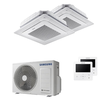 Condizionatore Samsung Cassetta Windfree 4 vie dual split 9000+12000 BTU inverter A+++ unità esterna 5,0 kW