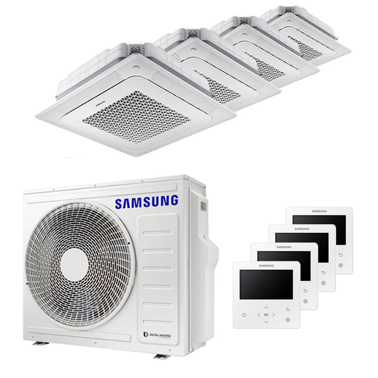 Condizionatore Samsung Cassetta Windfree 4 vie quadri split 7000+9000+9000+12000 BTU inverter A++ unità esterna 8,0 kW