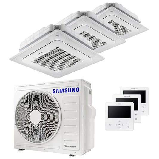 Condizionatore Samsung Cassetta Windfree 4 vie trial split 12000+12000+12000 BTU inverter A++ unità esterna 8,0 kW