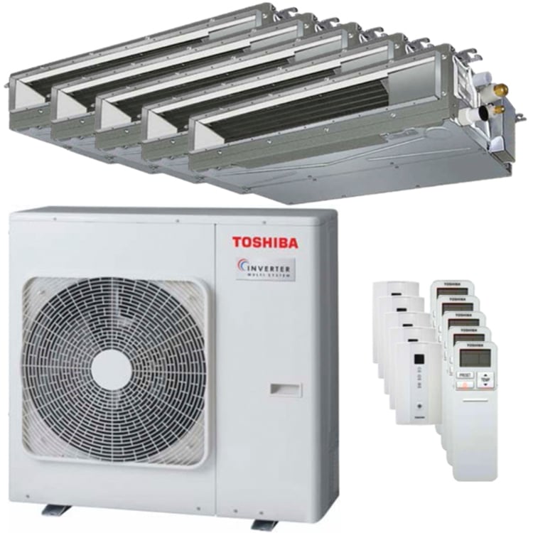 Condizionatore Toshiba Canalizzabile U2 penta split 7000+9000+9000+12000+12000 BTU inverter A++ unità esterna 10,0 kW