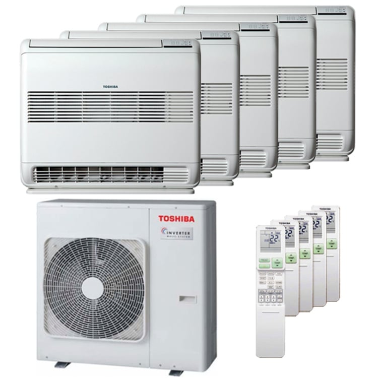 Condizionatore Toshiba Console J2 penta split 9000+9000+9000+12000+12000 BTU inverter A++ unità esterna 10,0 kW