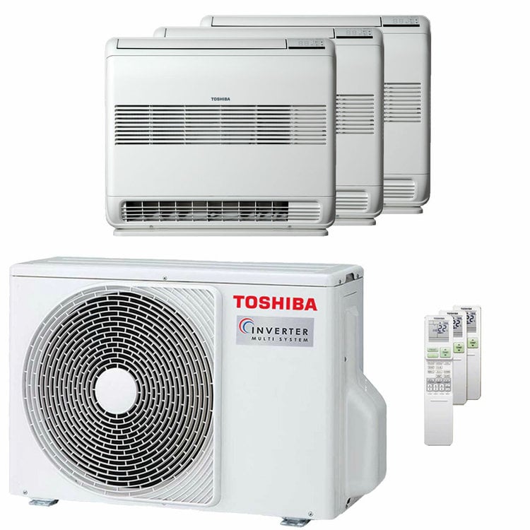 Condizionatore Toshiba Console J2 trial split 9000+9000+12000 BTU inverter A+++ unità esterna 5.2 kW 