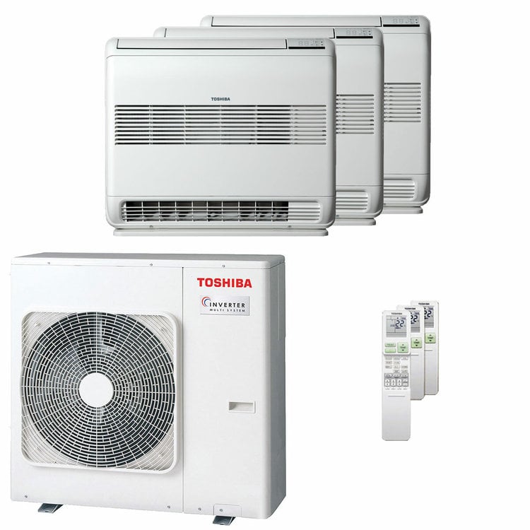 Condizionatore Toshiba Console J2 trial split 9000+9000+12000 BTU inverter A+++ unità esterna 7 kW 