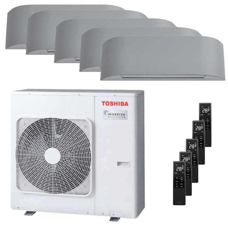 Condizionatore Toshiba Haori penta split 9000+9000+9000+12000+12000 BTU inverter A++ wifi unità esterna 10,0 kW