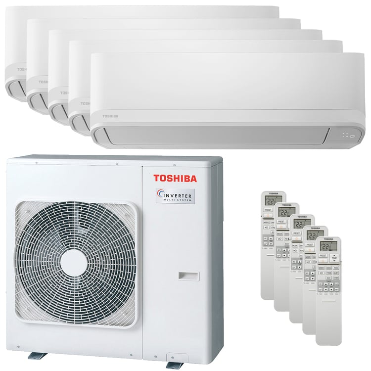 Condizionatore Toshiba NEW SEIYA penta split 7000+7000+7000+7000+7000 BTU inverter A++ unità esterna 10,0 kW