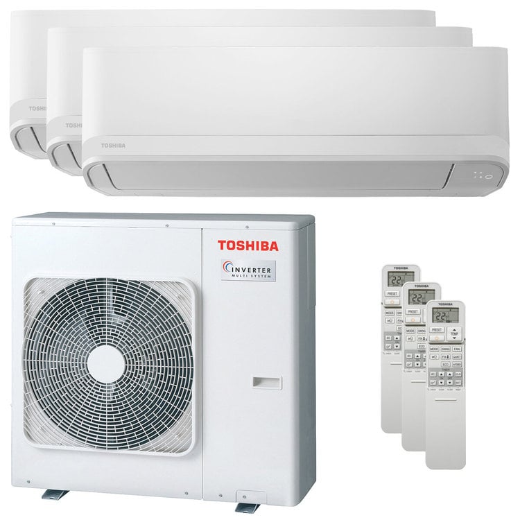 Condizionatore Toshiba New Seiya trial split 7000+7000+16000 BTU inverter A+++ unità esterna 7 kW 