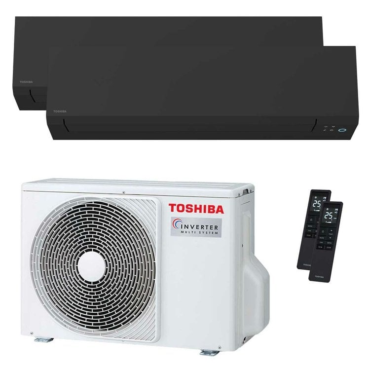 Condizionatore Toshiba SHORAI Edge Black dual split 5000+12000 BTU inverter A++ wifi unità esterna 4 kW 