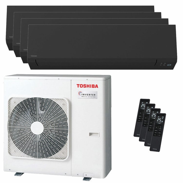 Condizionatore Toshiba SHORAI Edge Black quadri split 5000+5000+5000+9000 BTU inverter A++ wifi unità esterna 8 kW 