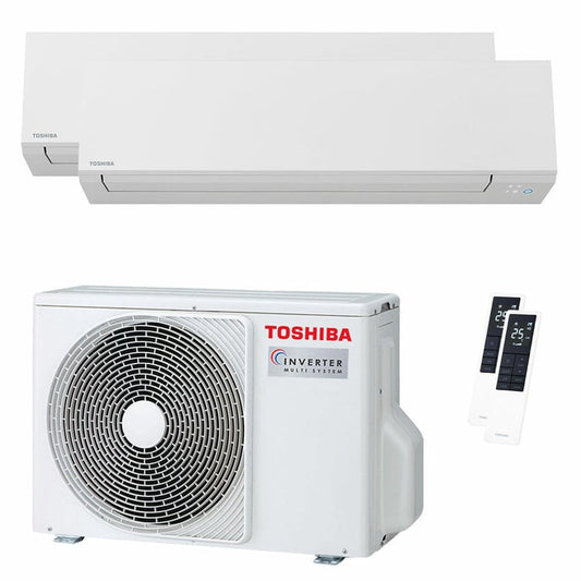 Condizionatore Toshiba SHORAI Edge White dual split 5000+5000 BTU inverter A++ wifi unità esterna 3.3 kW 