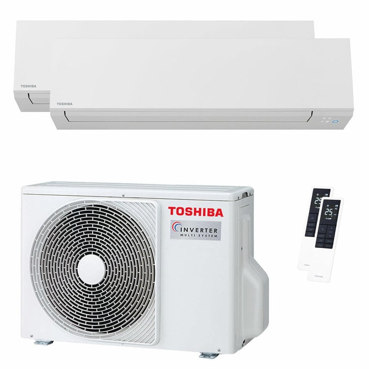 Condizionatore Toshiba SHORAI Edge White dual split 5000+7000 BTU inverter A++ wifi unità esterna 3.3 kW 