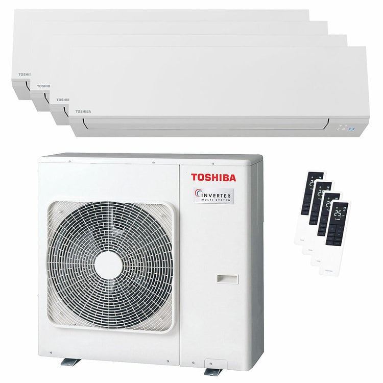 Condizionatore Toshiba SHORAI Edge White quadri split 5000+5000+5000+5000 BTU inverter A++ wifi unità esterna 8 kW 