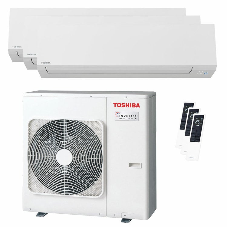 Condizionatore Toshiba SHORAI Edge White trial split 5000+5000+18000 BTU inverter A+++ wifi unità esterna 7 kW 