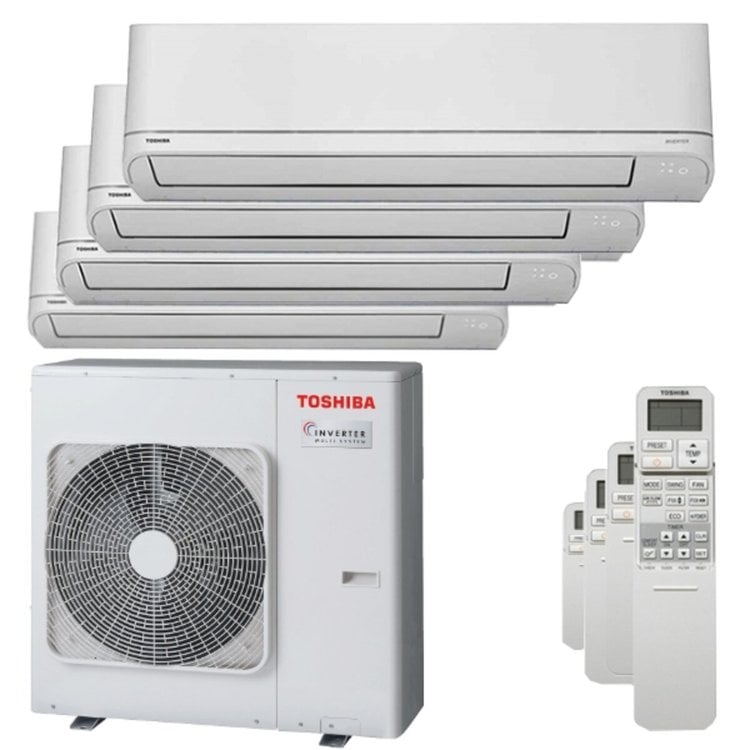 Condizionatore Toshiba Shorai R32 quadri split 5000+5000+5000+5000 BTU inverter A++ unità esterna 8,0 kW