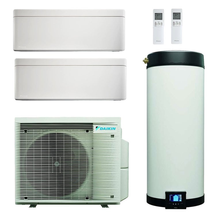 Daikin Multi+ sistema di climatizzazione e acqua calda sanitaria dual split - Unità interne Stylish bianco 7000+7000 BTU - Serbatoio 120 l