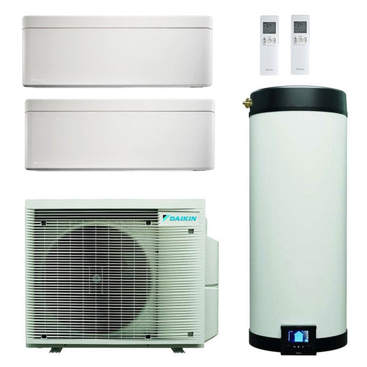 Daikin Multi+ sistema di climatizzazione e acqua calda sanitaria dual split - Unità interne Stylish bianco 7000+7000 BTU - Serbatoio 120 l