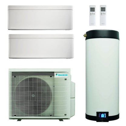 Daikin Multi+ sistema di climatizzazione e acqua calda sanitaria dual split - Unità interne Stylish bianco 7000+7000 BTU - Serbatoio 90 l