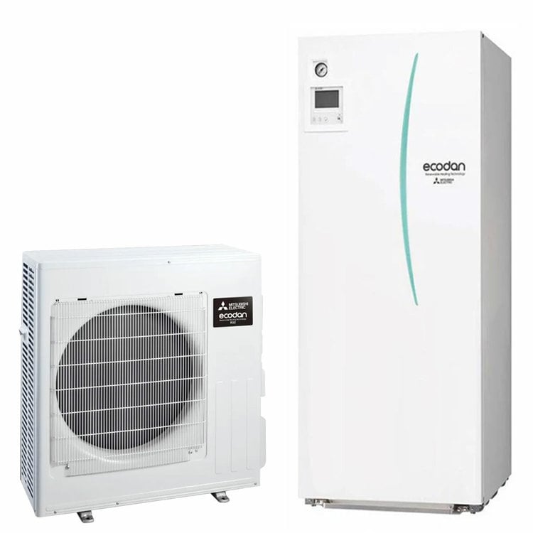 Pompa di calore aria acqua Mitsubishi Electric Ecodan 6 kW splittata con Hydrotank 200 lt R32 Inverter A++