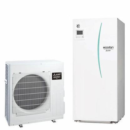 Pompa di calore aria acqua Mitsubishi Electric Ecodan 7,5 kW splittata con Hydrotank 170 lt R32 Inverter A++