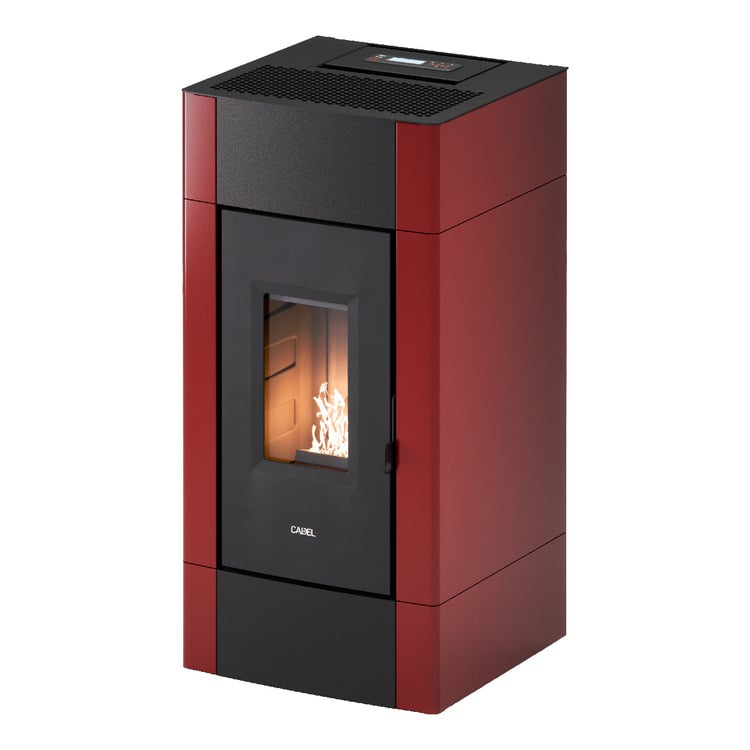 Stufa a pellet CADEL Cristal 9 rossa 8,5 kW ad aria con wifi