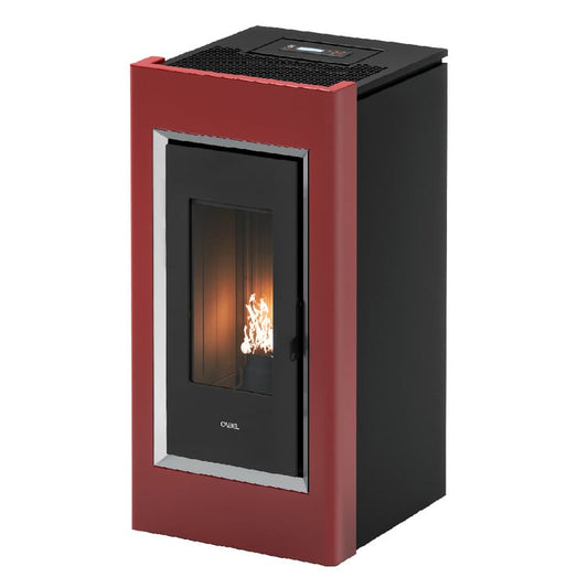 Stufa a pellet CADEL Prince 11 kW rossa ad aria con wi-fi