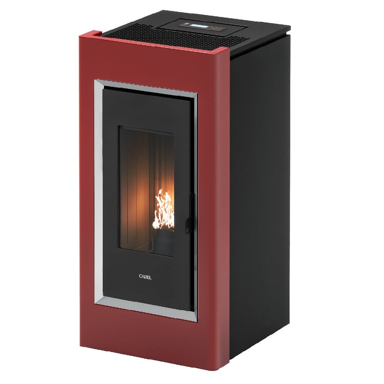 Stufa a pellet CADEL Prince Plus 11 kW rossa ad aria canalizzata con wi-fi