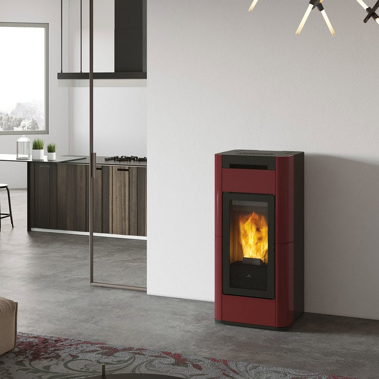 Stufa a pellet Edilkamin Tera H 25 Evo 25,1 kW WiFi Idro Bordeaux