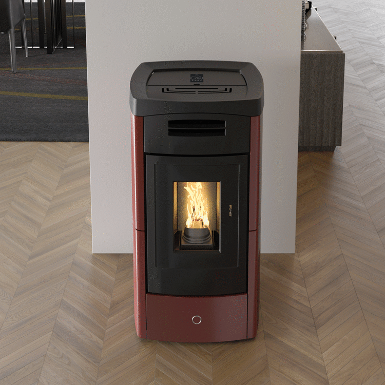 Stufa a pellet EK63 DAILY130++ - gruppo Edilkamin - 12,5 kW ad aria canalizzata Bordeaux