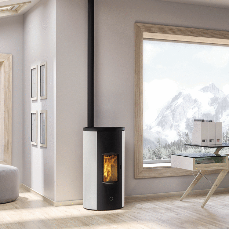 Stufa a pellet EK63 LIKE80 - gruppo Edilkamin -  7,6 kW ad aria Bianco perla