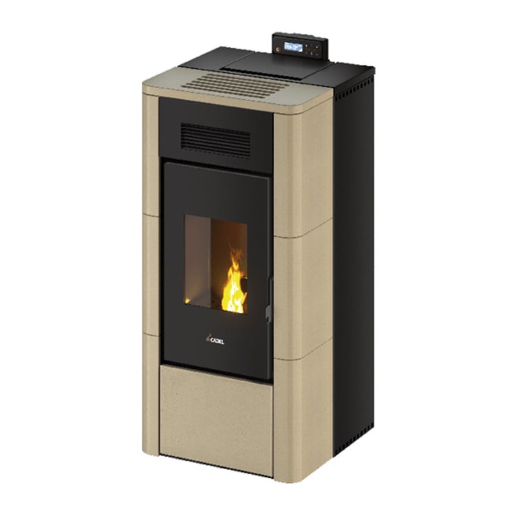 Stufa a pellet Idro River 16 CADEL maiolica avorio 16,2 kW ad acqua con wifi