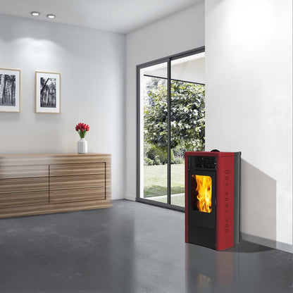 Stufa a pellet Italiana Camini Dida2 Plus 13 kW ad aria canalizzabile bordeaux