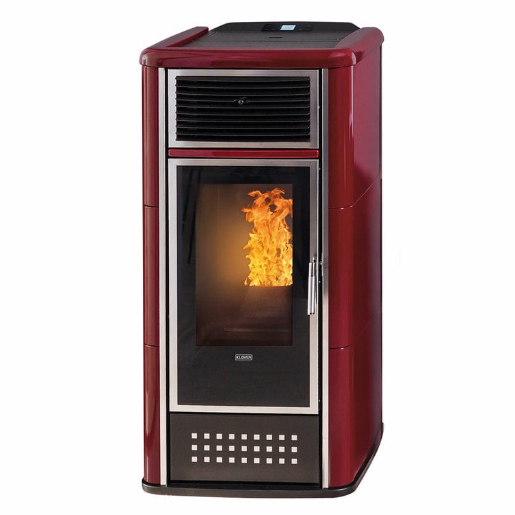 Stufa a pellet Klover Belvedere 28 acqua/aria+kit acs 23,7 kW bordeaux - sconto in fattura 50%