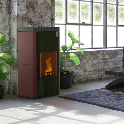 Stufa policombustibile Girolami Soft 14 bordeaux 15 kW idro + kit acs